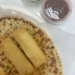 Spring roll and paneer paratha