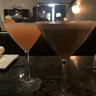 Orange blossom martini and the creamy espresso martini