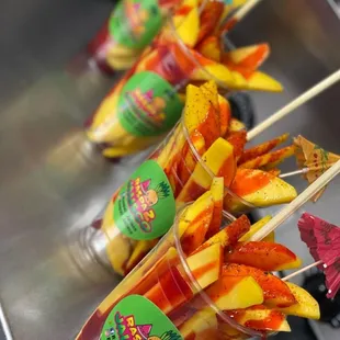 a row of fruit sticks