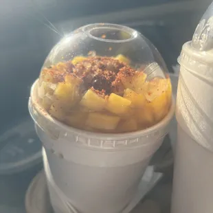 Raspado tamarindo, mango con Tajín y limón.( tamarind, squeezed lemon and mango raspado)
