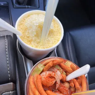 Vanilla raspado and churroslocos