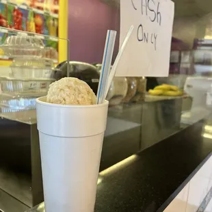 a cup of ice cream