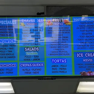 Menu as of April 27, 2022