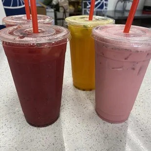 three different drinks