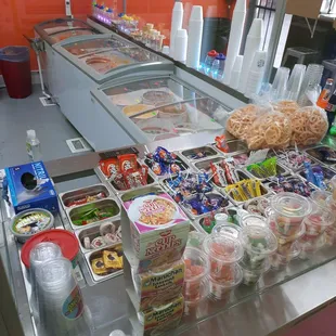 Ice cream and toppings/snacks
