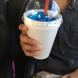 This is gum raspado... It started out filled to the top... I didnt catch the pic in time oops Its a small...