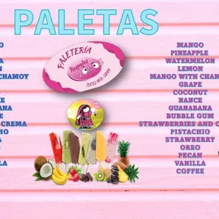 Paletas flavors