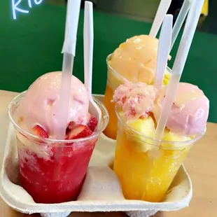 fresa,mango, piña,coco,rompope,tamarindo