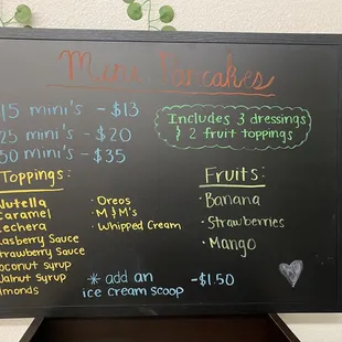 Pancake Menu