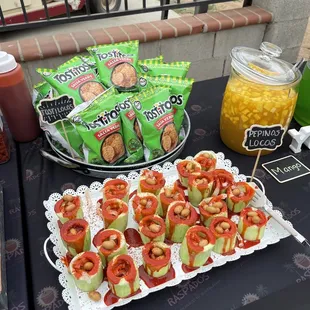 a table with snacks
