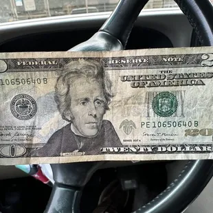 Wouldn't accept this bill because the corner was missing. I got it like this from Stater Brothers next door.