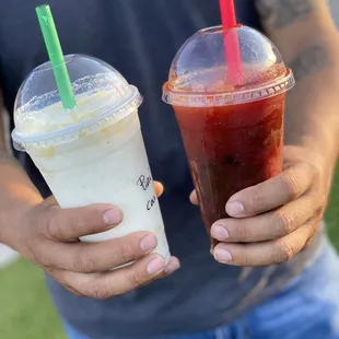 Pineapple with Coconut &amp; Tamarindo with Chamoy Raspados