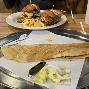 two plates of food on a table