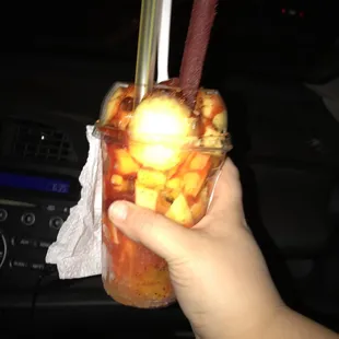 Chamango mix  probably the best I've had in Fresno. Other places make the ice to chunky and really bad syrup this place blends well