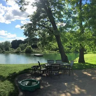 a view of the lake from the patio
