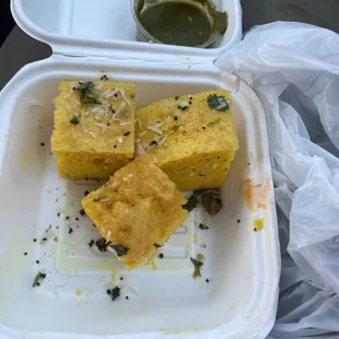 Dhokla that is hard and stale