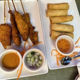 Chicken Satay and Spring Rolls