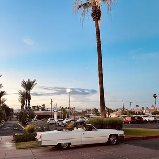 a white car parked in a parking lot