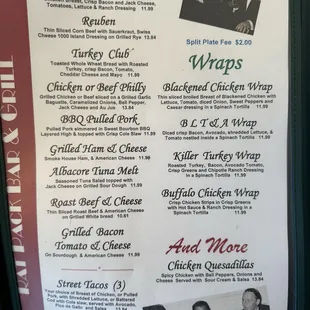 Lunch menu