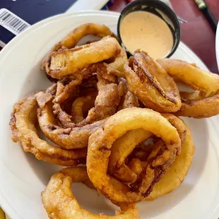 onion rings on a plate