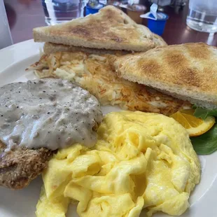 Chicken fried steak &amp; 2 eggs breakfast