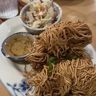 Koong Sarong - crispy shrimp wrapped in egg noodles