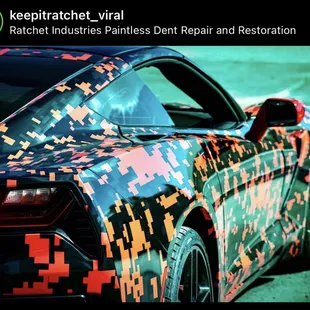 2019 CORVETTE FULL COLOR CHANGE CUSTOM RED AND BLACK DIGITAL CAMO WRAP