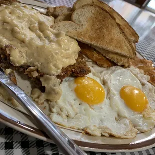 Chicken Fried Steak, eggs and toast!
