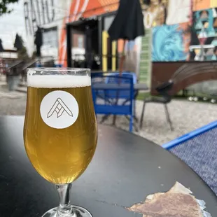 a glass of beer on a table