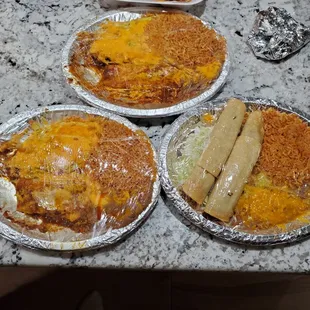 Takeout. Chile Rellenos, Enchilada and Flautas