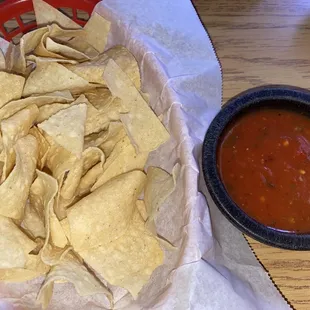 Light chips and spicy salsa - both perfect