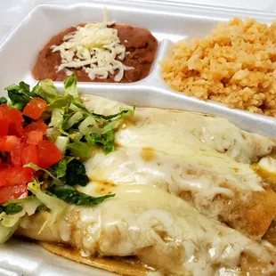 Enchilada Plate - chicken or cheese - Red or Green
