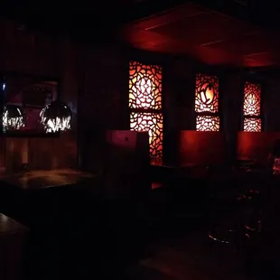 a dimly lit bar