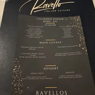 Restaurant week menu