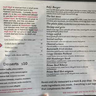 Dinner mains &amp; deserts