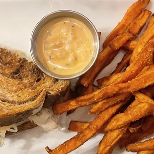 1/2 Turkey Rueben with Sweet Potato Fries