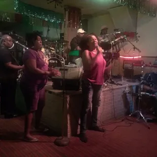 a group of people singing