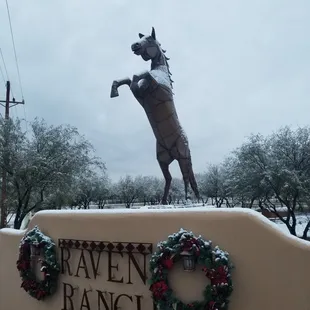 A snowy entrance to Raven Ranch!  A sight to behold.