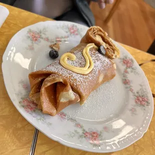 Lemon curd blueberry crepe