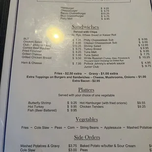 Lunch and dinner menu