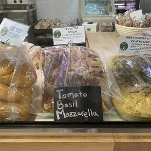 Herb Focaccia with tomato, basil, and mozzarella!