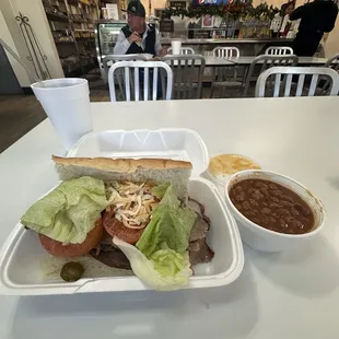 Beans and Tri Tip sandwich