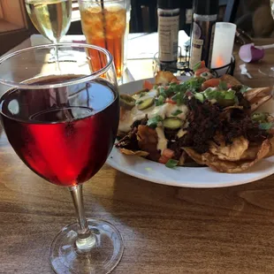 Wine and nachos