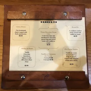 Ravens Grille Dessert Menu