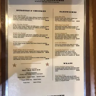 Ravens Grille Lunch and Dinner Menu