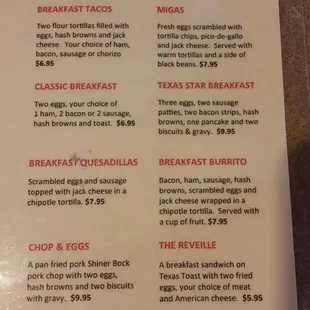 Menu April 2016 brunch entrees... decisions decisions. .