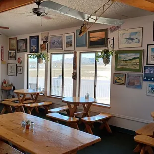 Dining room with many aviation pictures