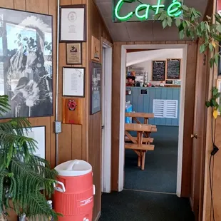 Inside entrance to ravens nest cafe