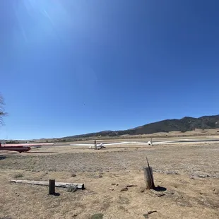 Gliders to the side of the cafe.