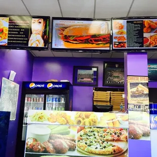 the menus of a fast food restaurant